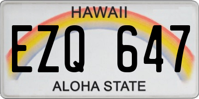 HI license plate EZQ647