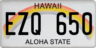 HI license plate EZQ650