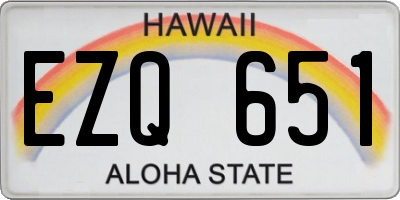 HI license plate EZQ651