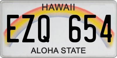 HI license plate EZQ654
