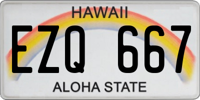 HI license plate EZQ667