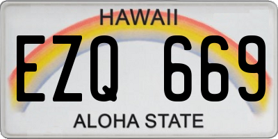 HI license plate EZQ669