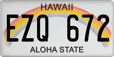 HI license plate EZQ672
