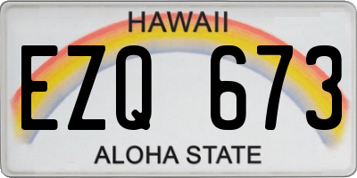 HI license plate EZQ673