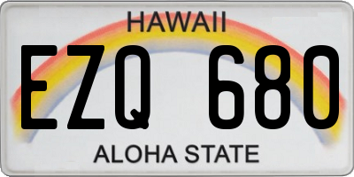 HI license plate EZQ680