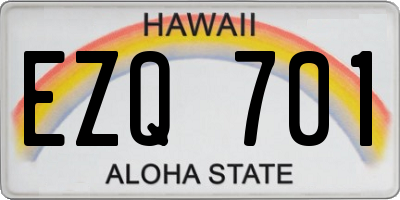 HI license plate EZQ701