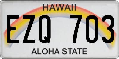 HI license plate EZQ703