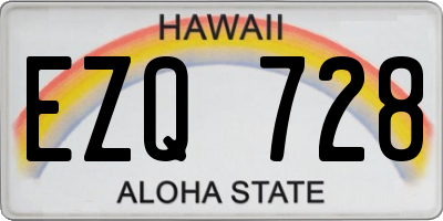 HI license plate EZQ728