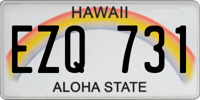 HI license plate EZQ731