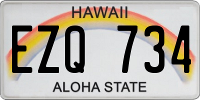 HI license plate EZQ734