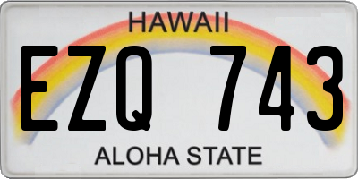 HI license plate EZQ743