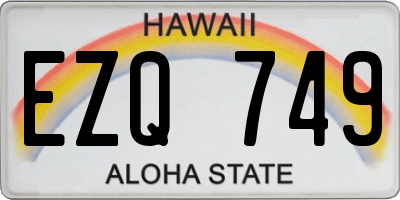 HI license plate EZQ749