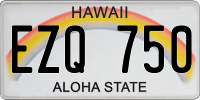 HI license plate EZQ750