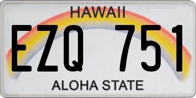 HI license plate EZQ751