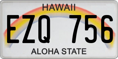 HI license plate EZQ756