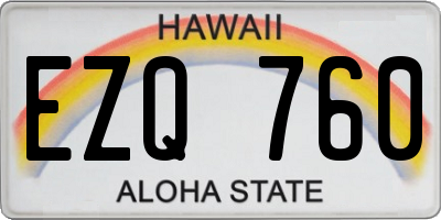 HI license plate EZQ760