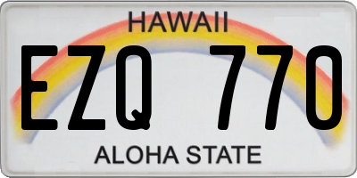 HI license plate EZQ770