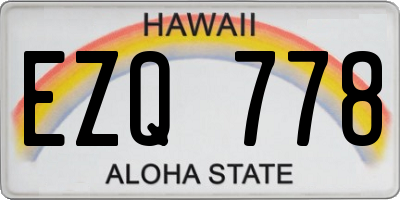 HI license plate EZQ778