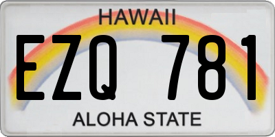 HI license plate EZQ781