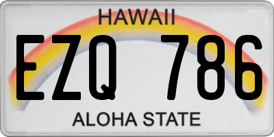 HI license plate EZQ786