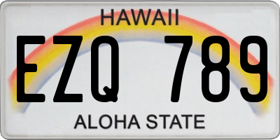 HI license plate EZQ789