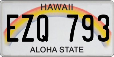 HI license plate EZQ793