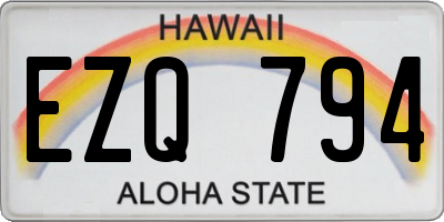 HI license plate EZQ794