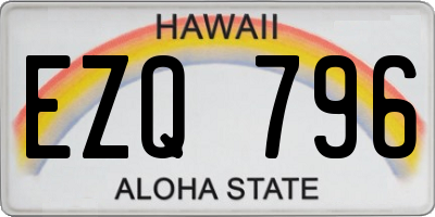 HI license plate EZQ796