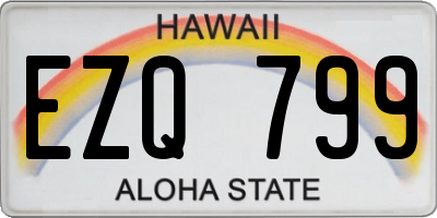 HI license plate EZQ799