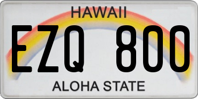 HI license plate EZQ800