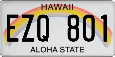 HI license plate EZQ801