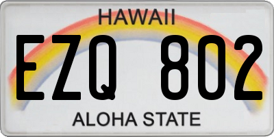 HI license plate EZQ802