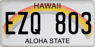 HI license plate EZQ803