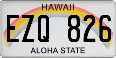 HI license plate EZQ826