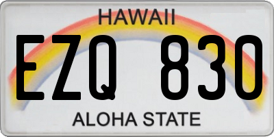 HI license plate EZQ830