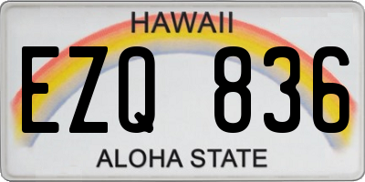 HI license plate EZQ836