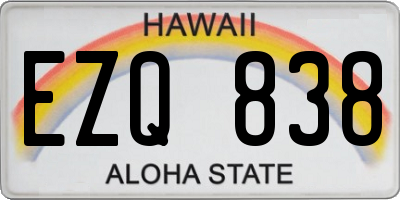 HI license plate EZQ838