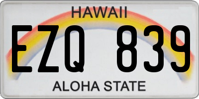 HI license plate EZQ839