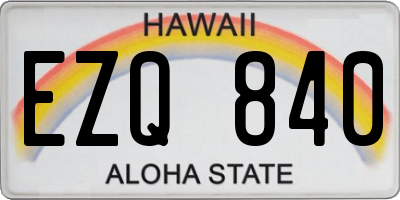 HI license plate EZQ840
