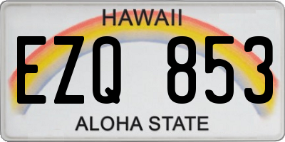 HI license plate EZQ853