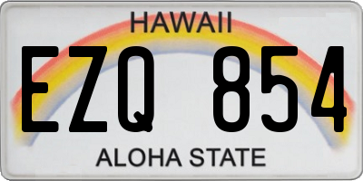 HI license plate EZQ854