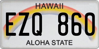 HI license plate EZQ860