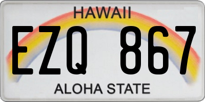 HI license plate EZQ867