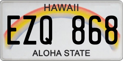 HI license plate EZQ868