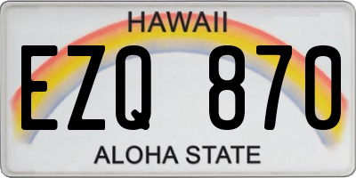 HI license plate EZQ870