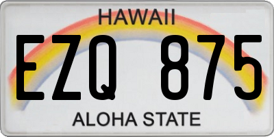 HI license plate EZQ875