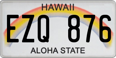 HI license plate EZQ876