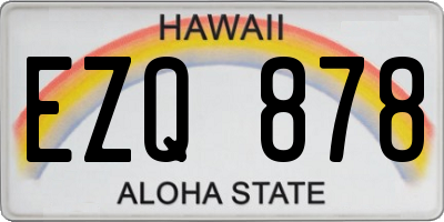 HI license plate EZQ878