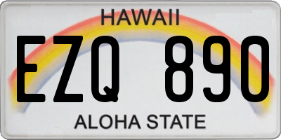 HI license plate EZQ890