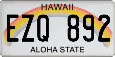 HI license plate EZQ892